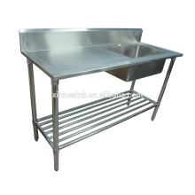 Australia Commercial Catering Kitchen Sink with Work Table, Stainless Steel Kitchen 1 one Compartment Sink with Drainer